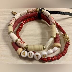 Wine and Cream Autumn Beaded Bracelet Set